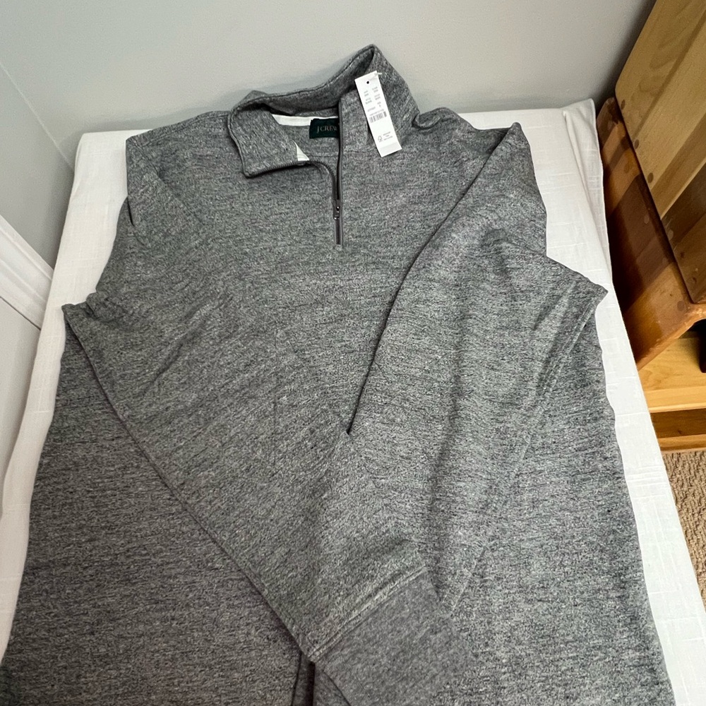 NWT J Crew Men’s Size S Half Zip Rugby in Marled Graphite